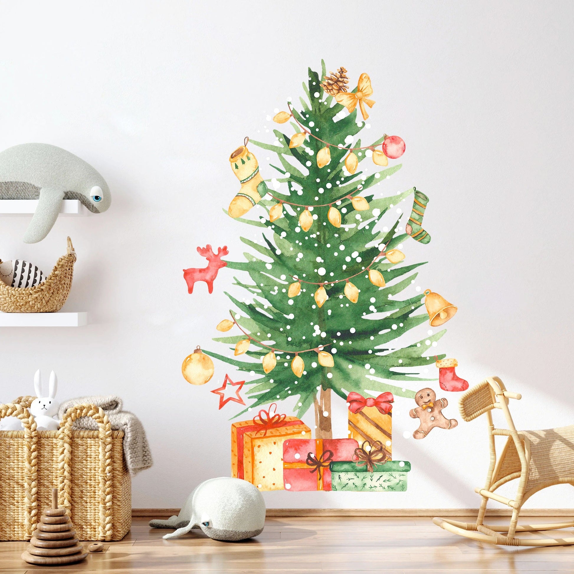 Christmas Tree and Fireplace Wall Decal - BR022
