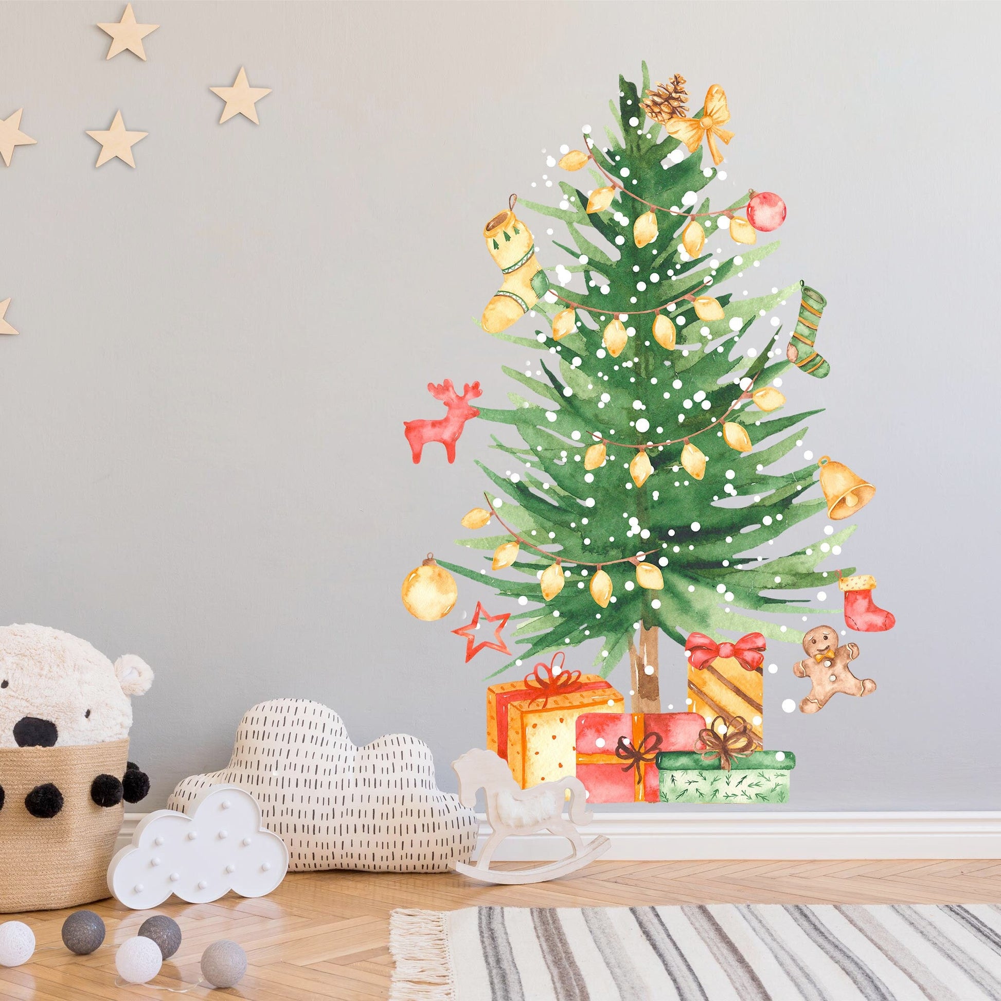 Christmas Tree and Fireplace Wall Decal - BR022