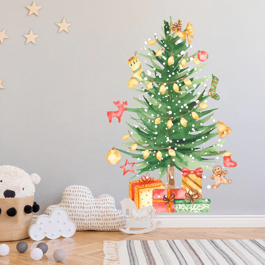 Christmas Tree and Fireplace Wall Decal - BR022