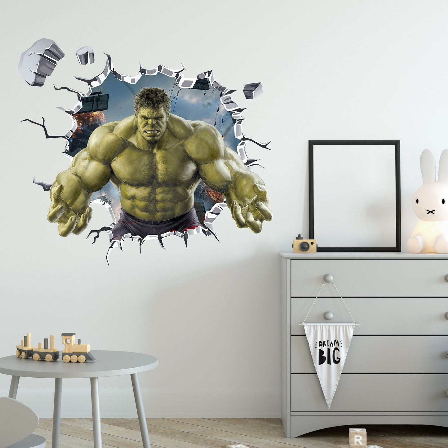 Avengers Hulk Spiderman Captain America Ironman 3D Broken Wall Decal