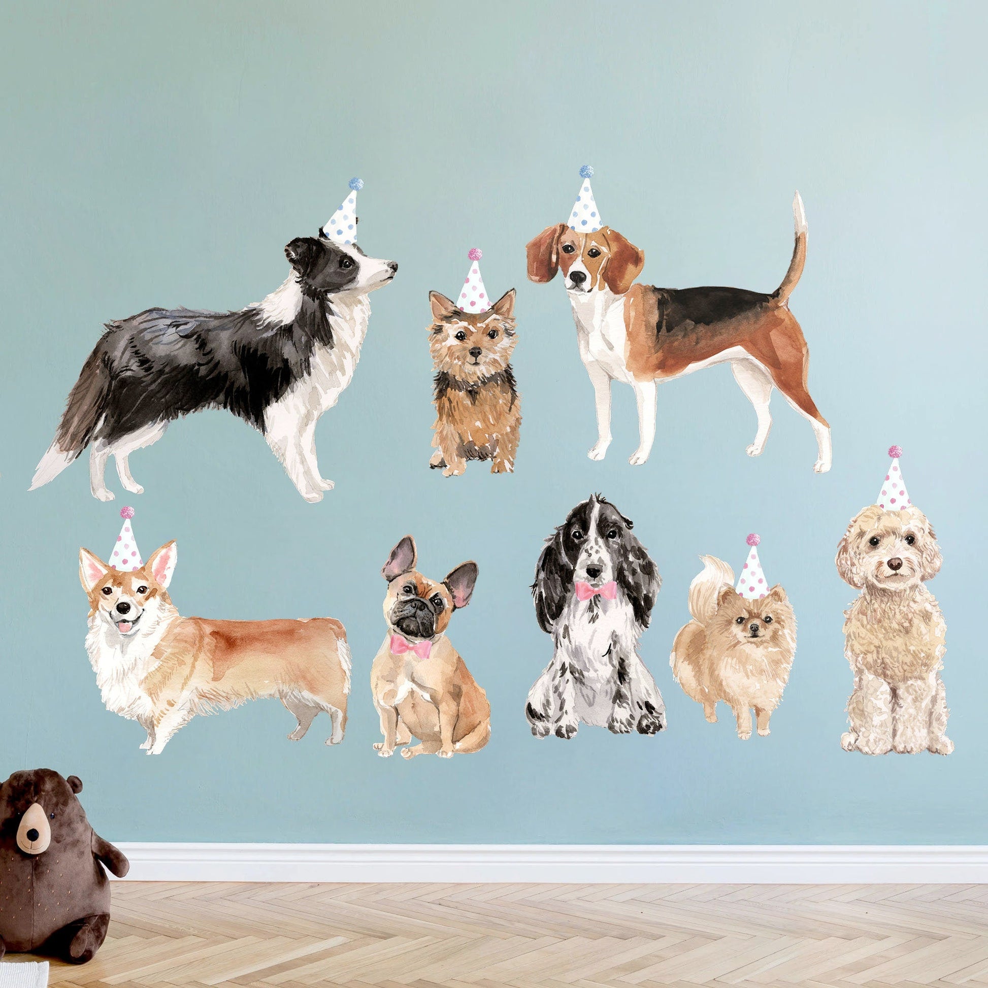 Lovely Dog Party Puppy Wall Decal - Kids Room Decor - BR021