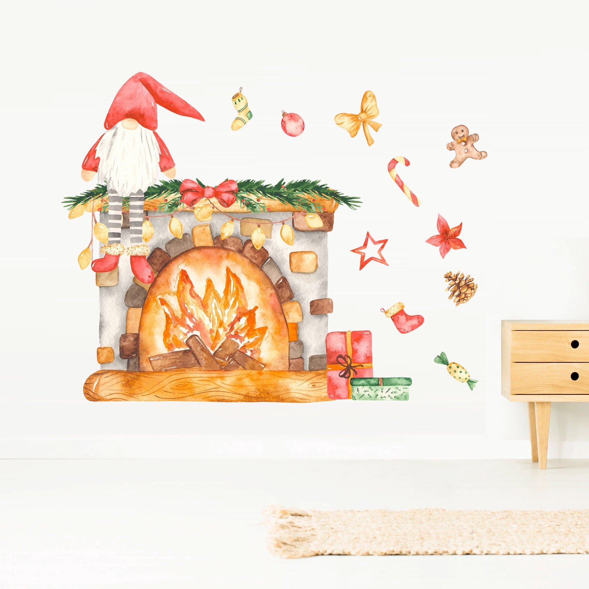 Christmas Tree and Fireplace Wall Decal - BR022