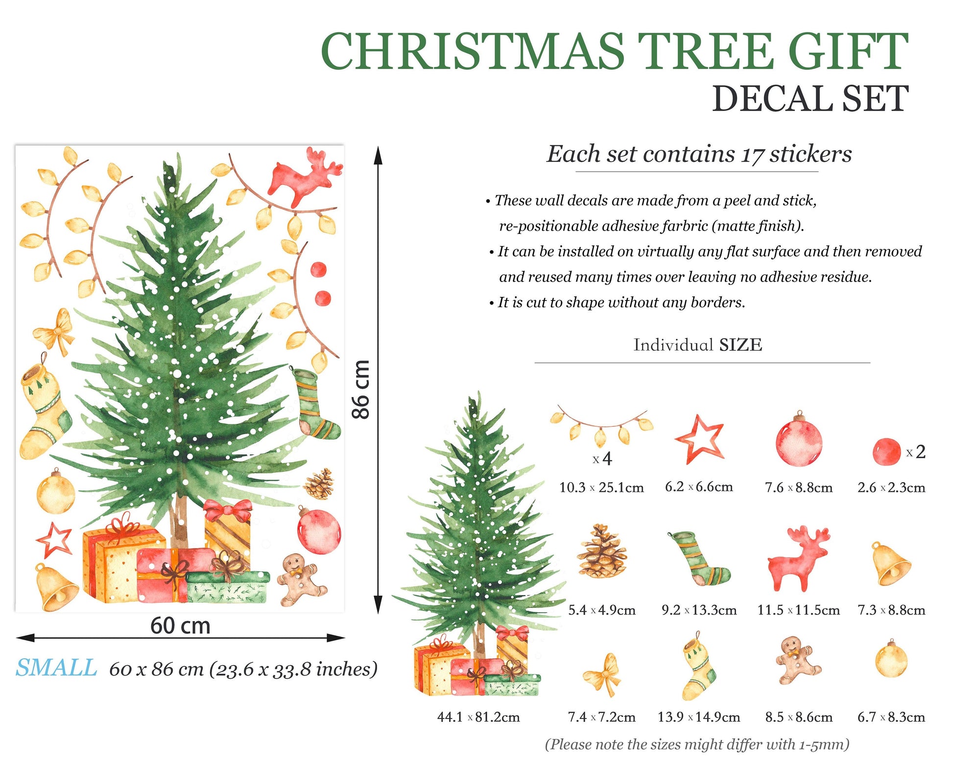 Christmas Tree and Fireplace Wall Decal - BR022