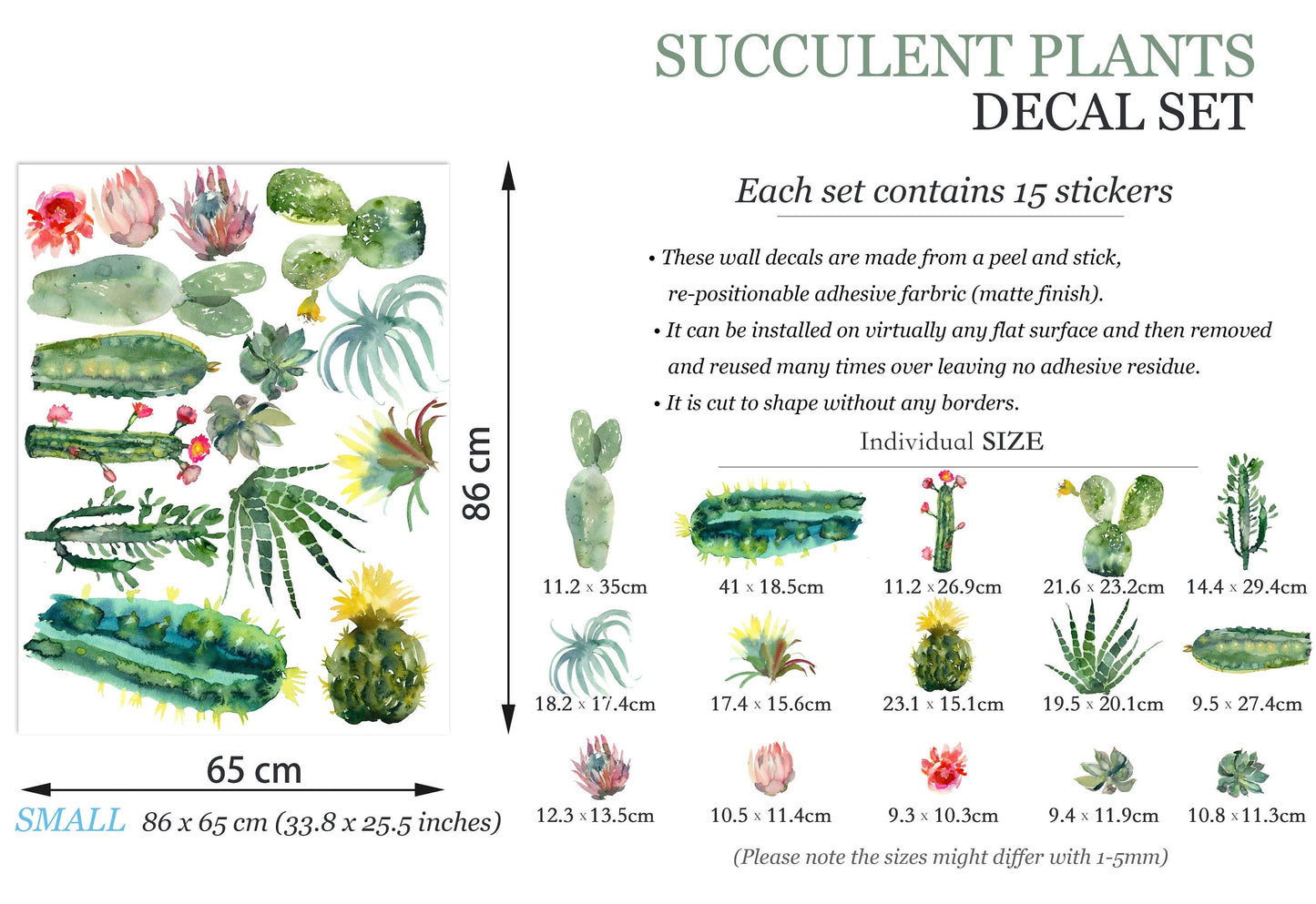 Blooming Cactus Wall Decal Collection - BR054