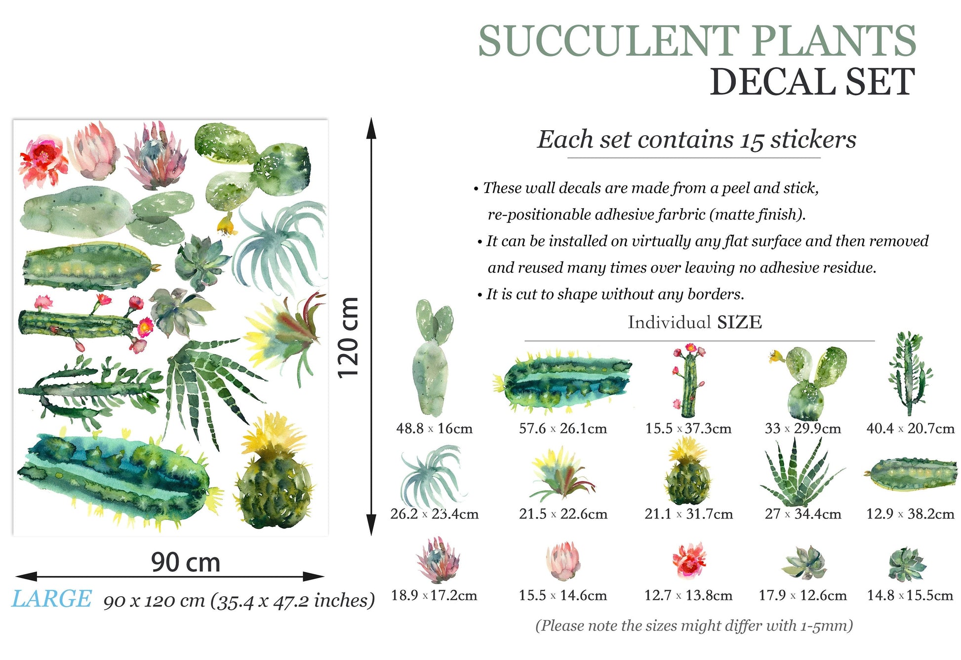Blooming Cactus Wall Decal Collection - BR054