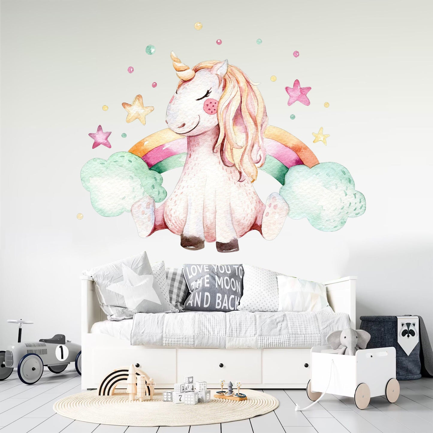 Dreamy Unicorn Rainbow Stars Wall Decal - BR060