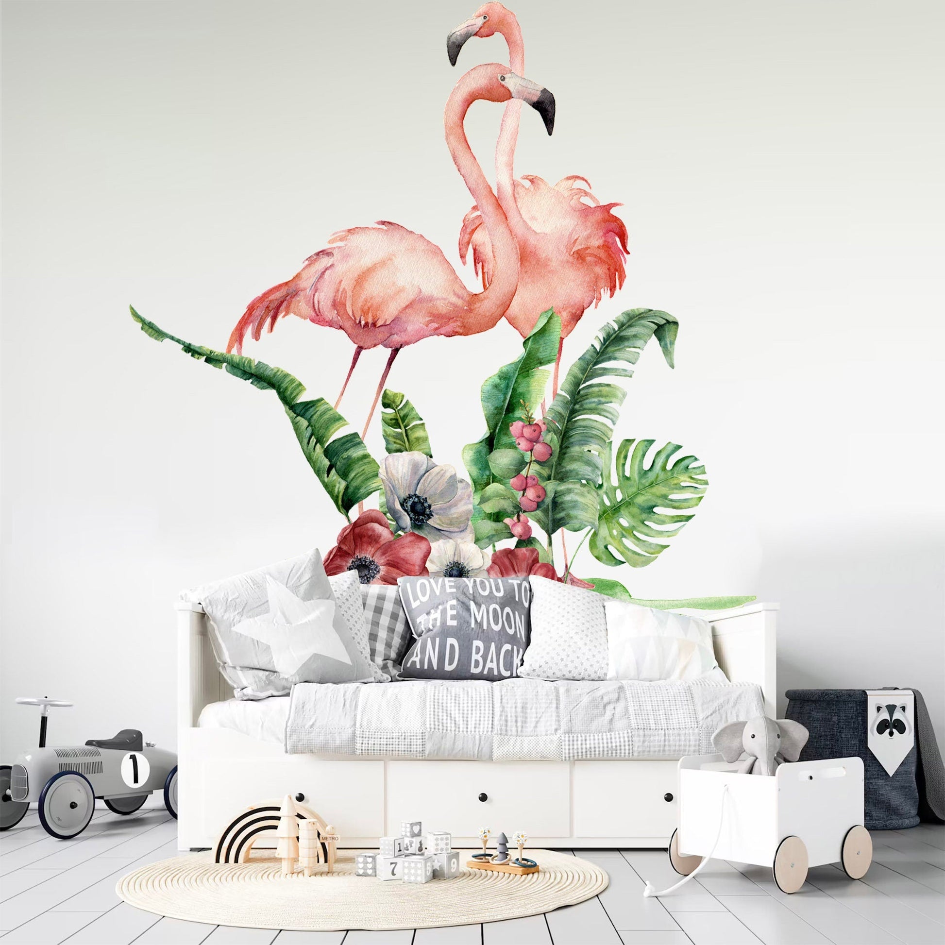 Flamingos in Tropical Foliage Wall Decal - BR065