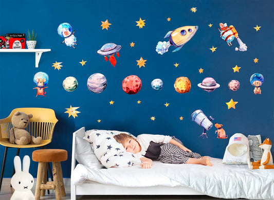 Galactic Adventures: Solar System & Cosmic Critters Wall Decal - BR051