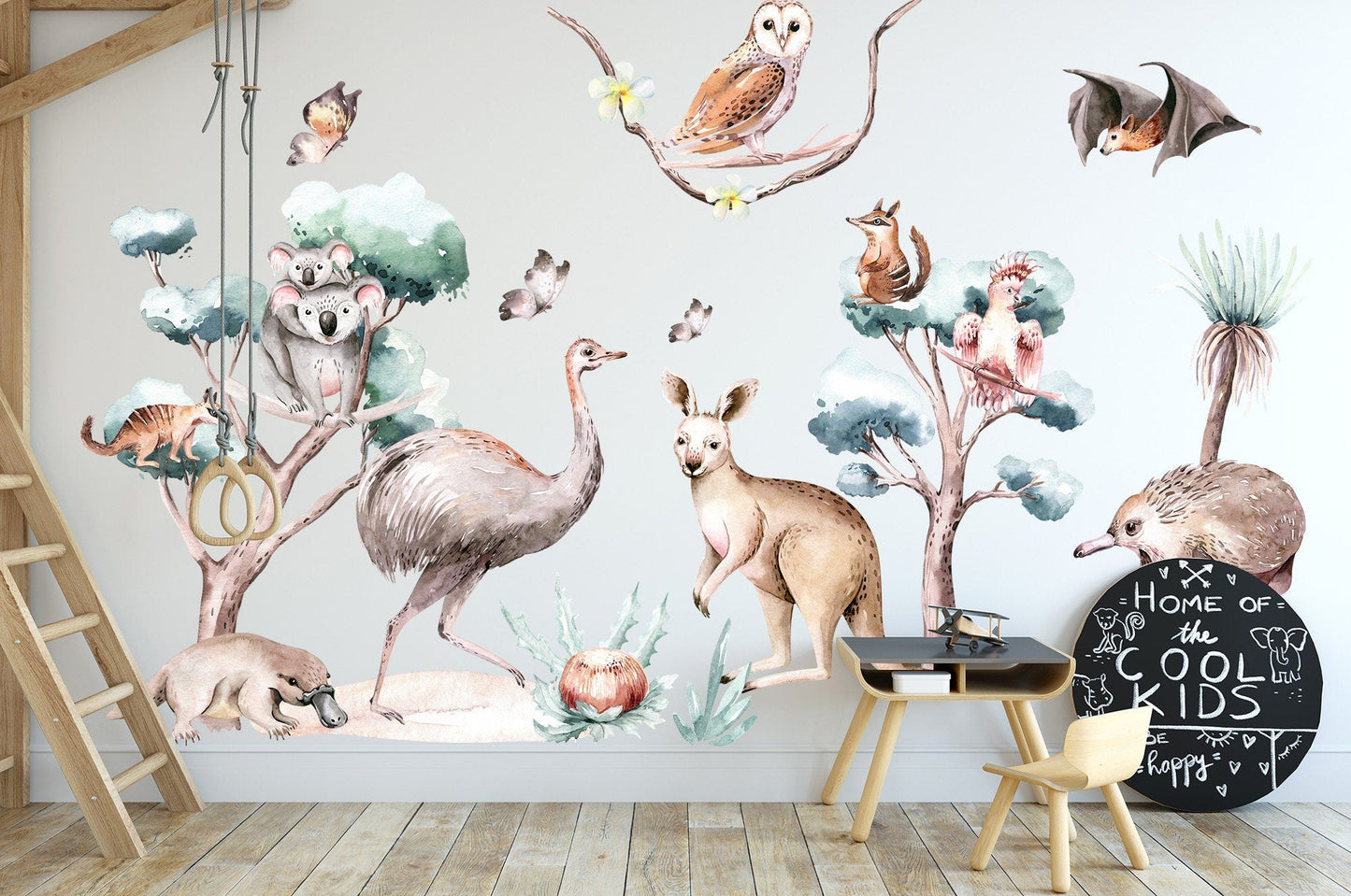Australian Native Animals Kangaroo Koala Ostrich Platypus Removable Wall Decal - BR098