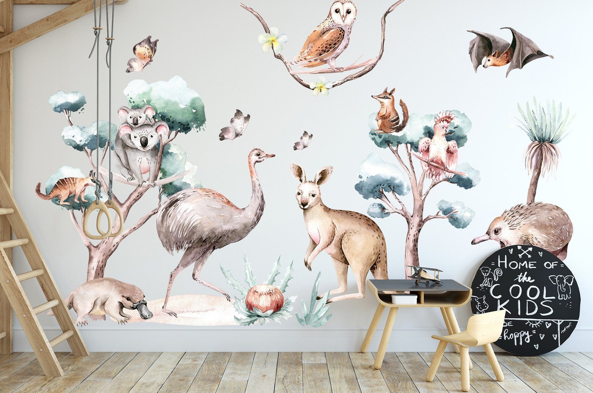 Australian Native Animals Kangaroo Koala Ostrich Platypus Removable Wall Decal - BR098