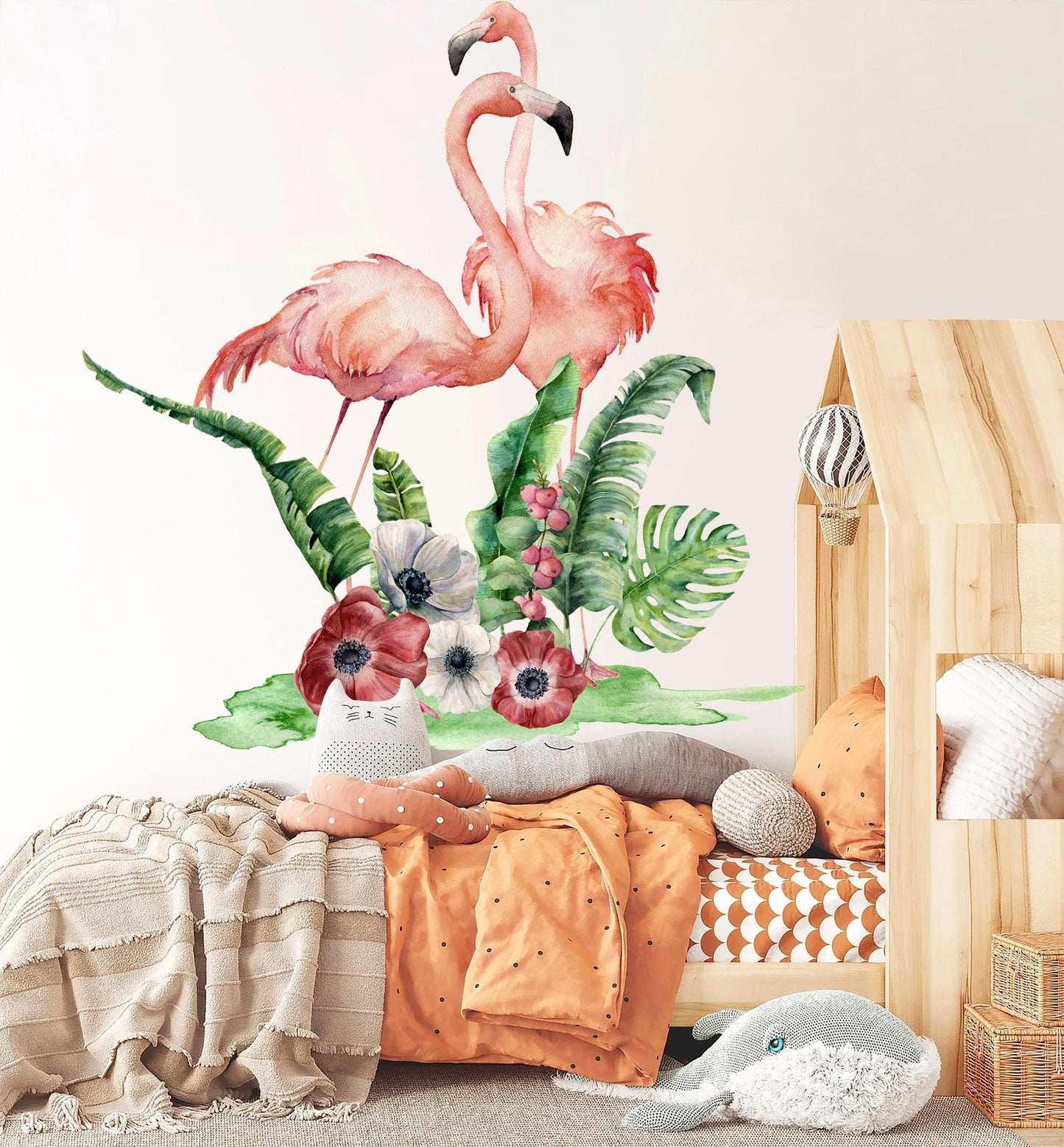Flamingos in Tropical Foliage Wall Decal - BR065