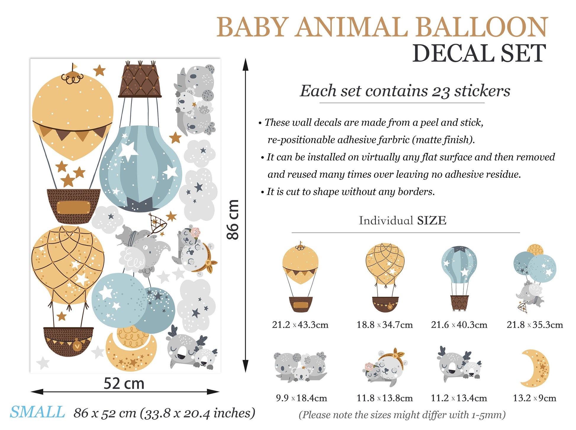 Hippo Mom and Baby with Baby Pink & Baby Blue Balloons Wall Decal - BR084