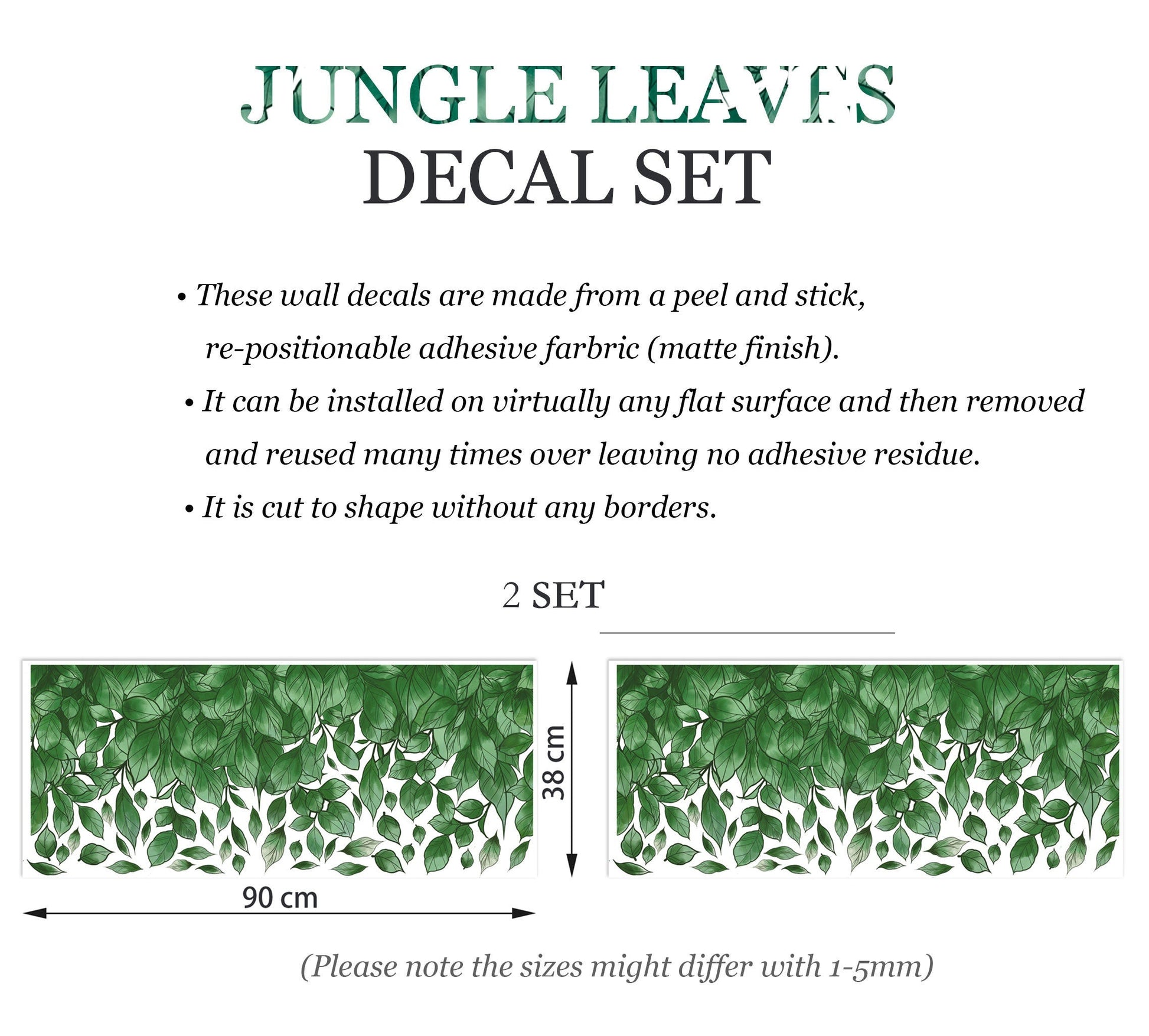 Floating Tree Branch Leaves Wall Decal - Removable Peel and Stick - BR105