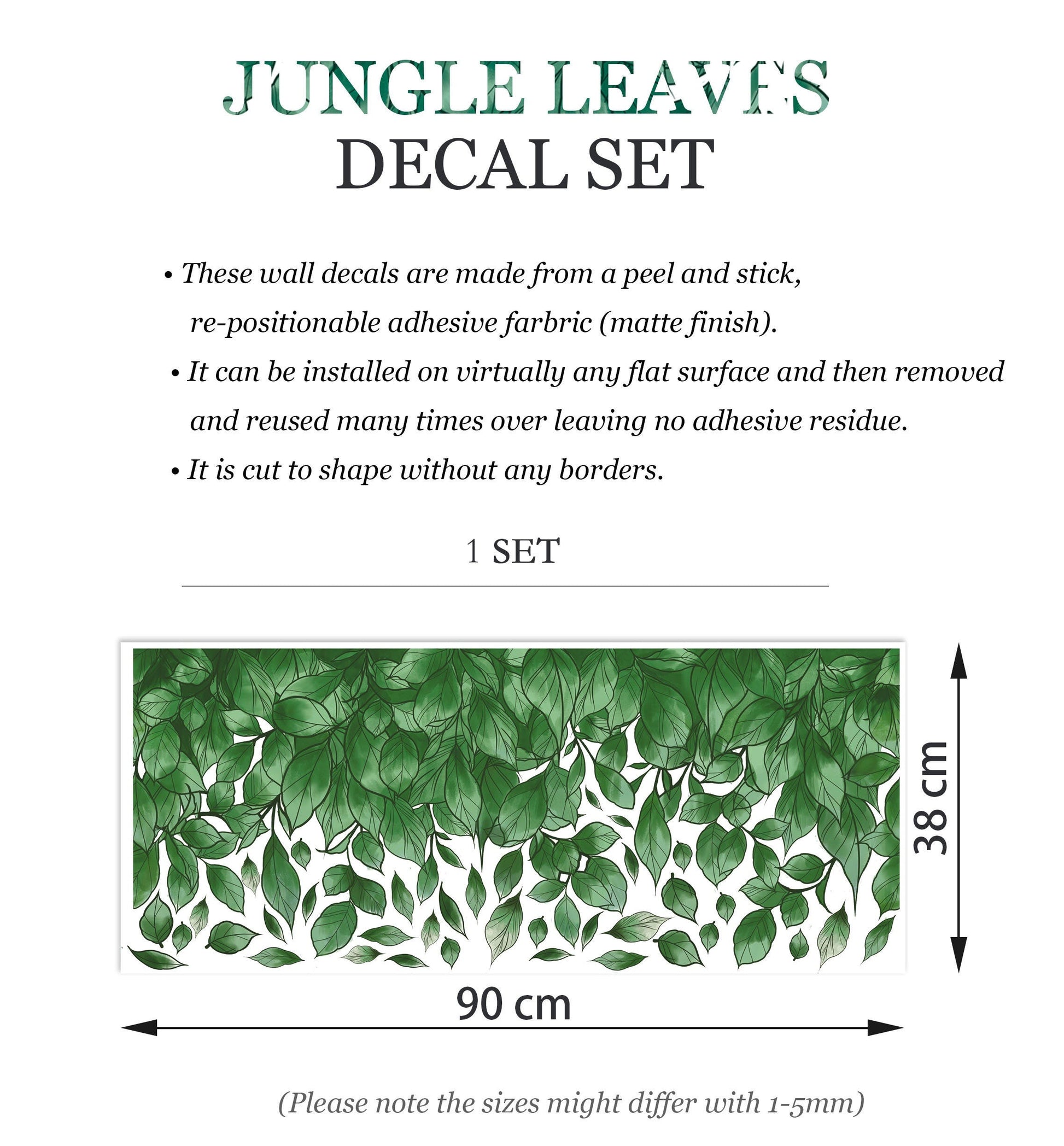 Floating Tree Branch Leaves Wall Decal - Removable Peel and Stick - BR105