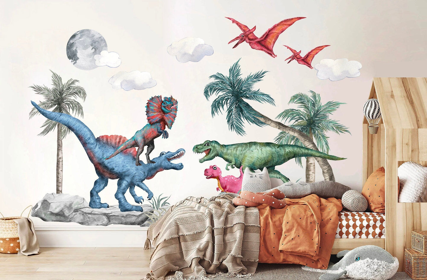 Prehistoric World Dinosaurs Stegosaurus Allosaurus Dino Wall Decal - Kids Room - BR152
