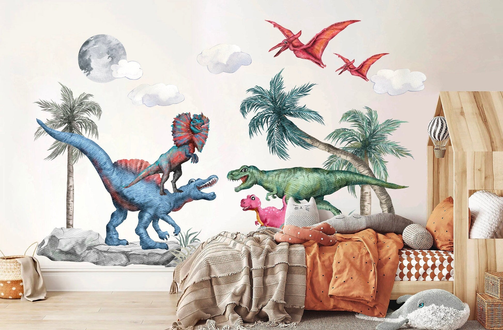Prehistoric World Dinosaurs Stegosaurus Allosaurus Dino Wall Decal - Kids Room - BR152