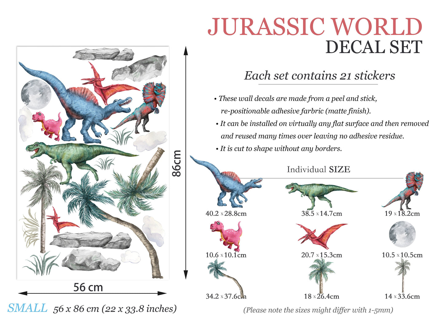 Prehistoric World Dinosaurs Stegosaurus Allosaurus Dino Wall Decal - Kids Room - BR152