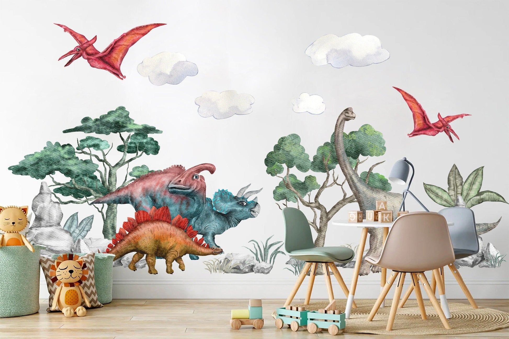 Prehistoric Stegosaurus Brachiosaurus Triceratops Dinos Wall Decal - BR153