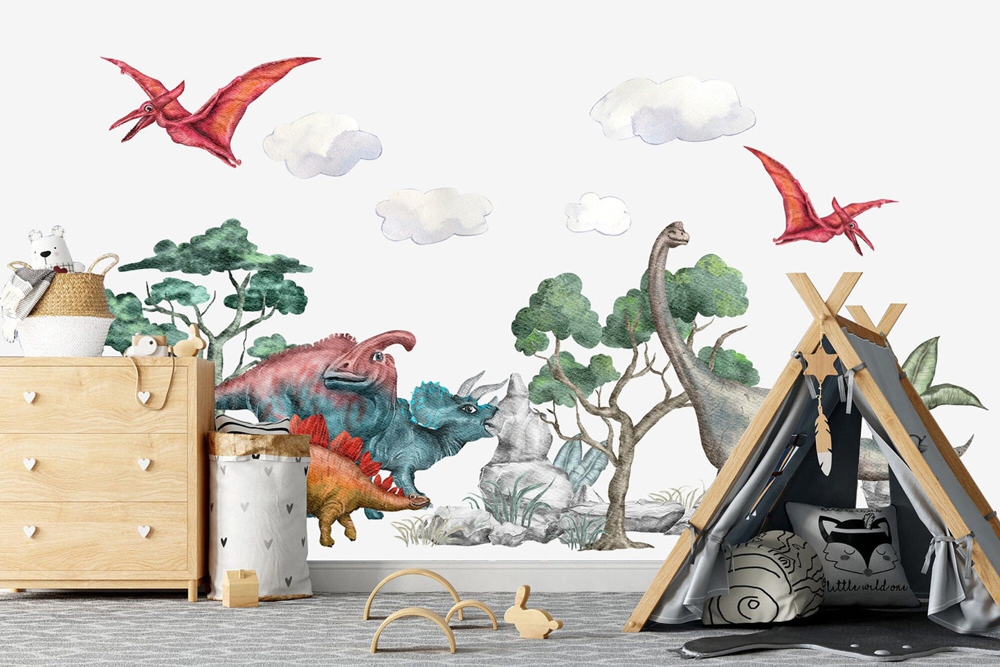 Prehistoric Stegosaurus Brachiosaurus Triceratops Dinos Wall Decal - BR153