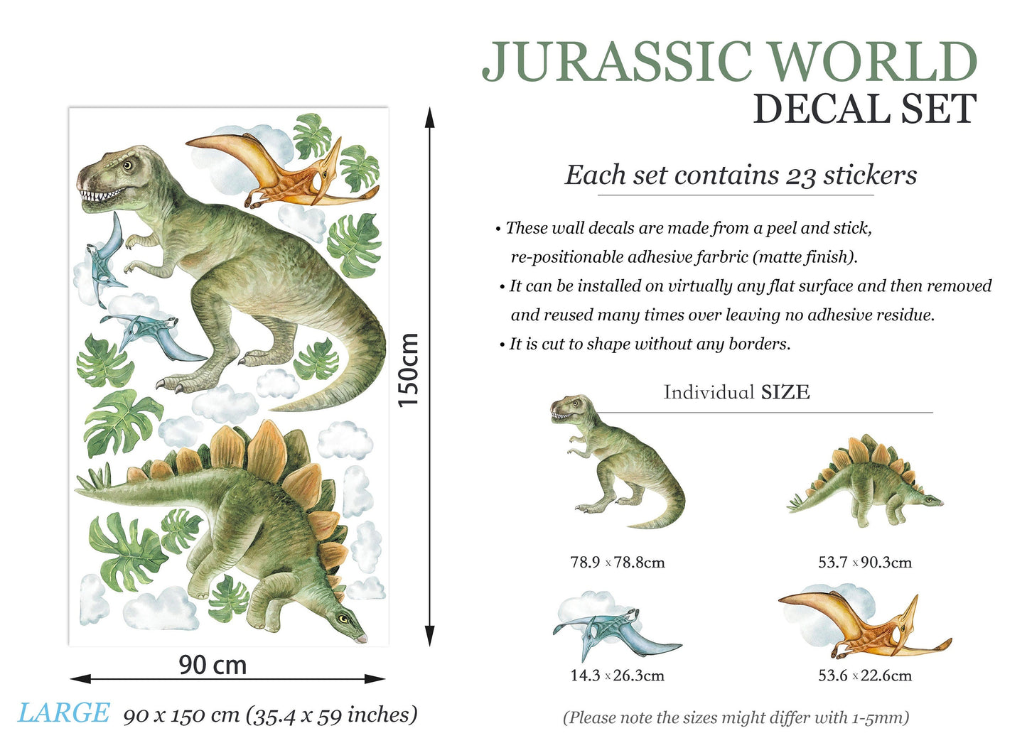 DINO Prehistoric Dinosaurs Adventures Wall Decal - Boy's Room Gift - BR165