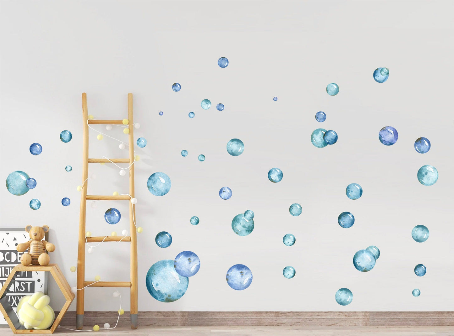Blue & Green Bubble Wall Decals – PVC-Free Fabric Nursery Stickers