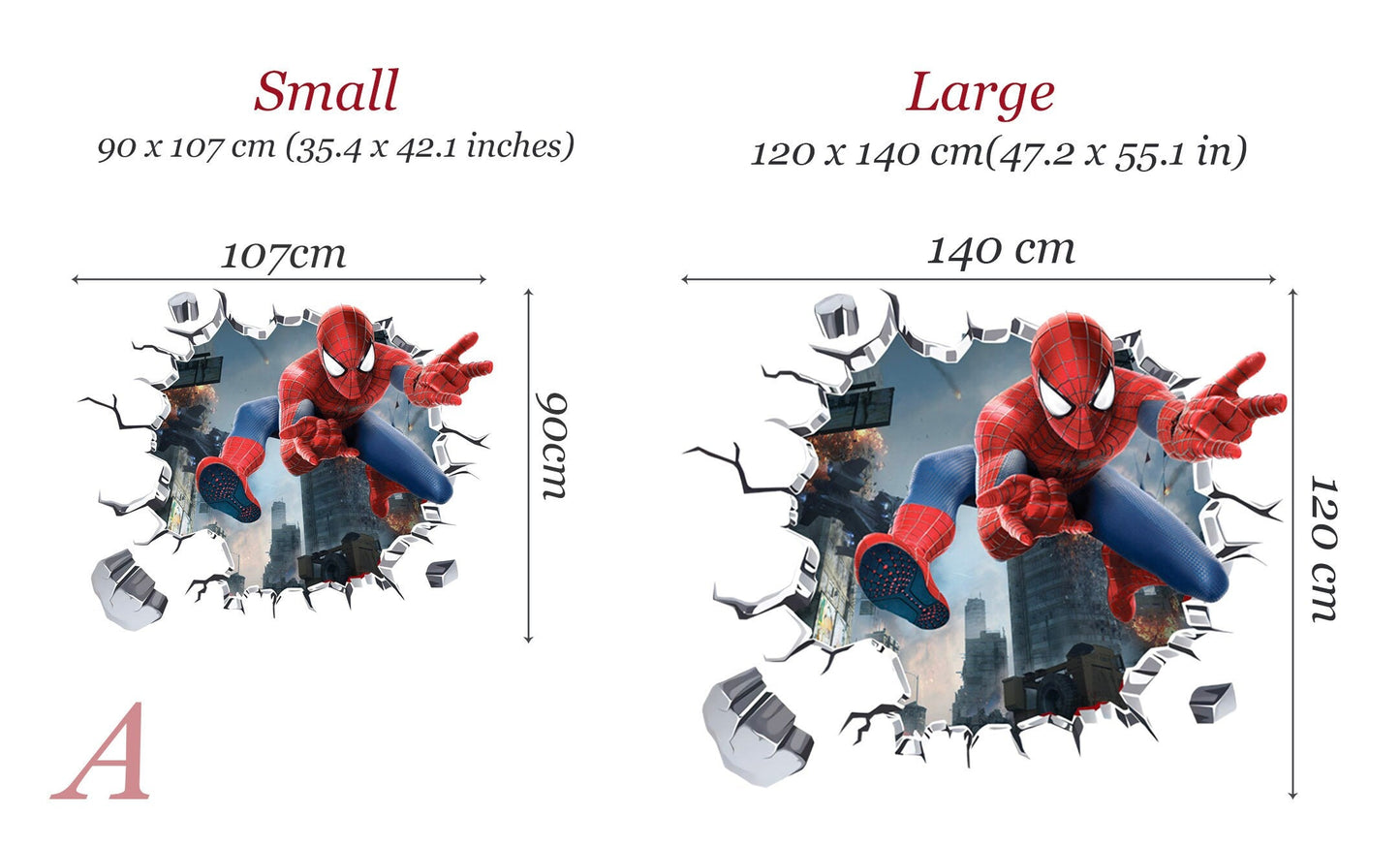 Avengers Hulk Spiderman Captain America Ironman 3D Broken Wall Decal