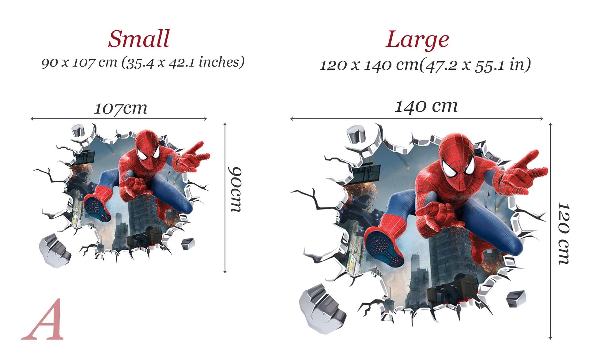 Avengers Hulk Spiderman Captain America Ironman 3D Broken Wall Decal
