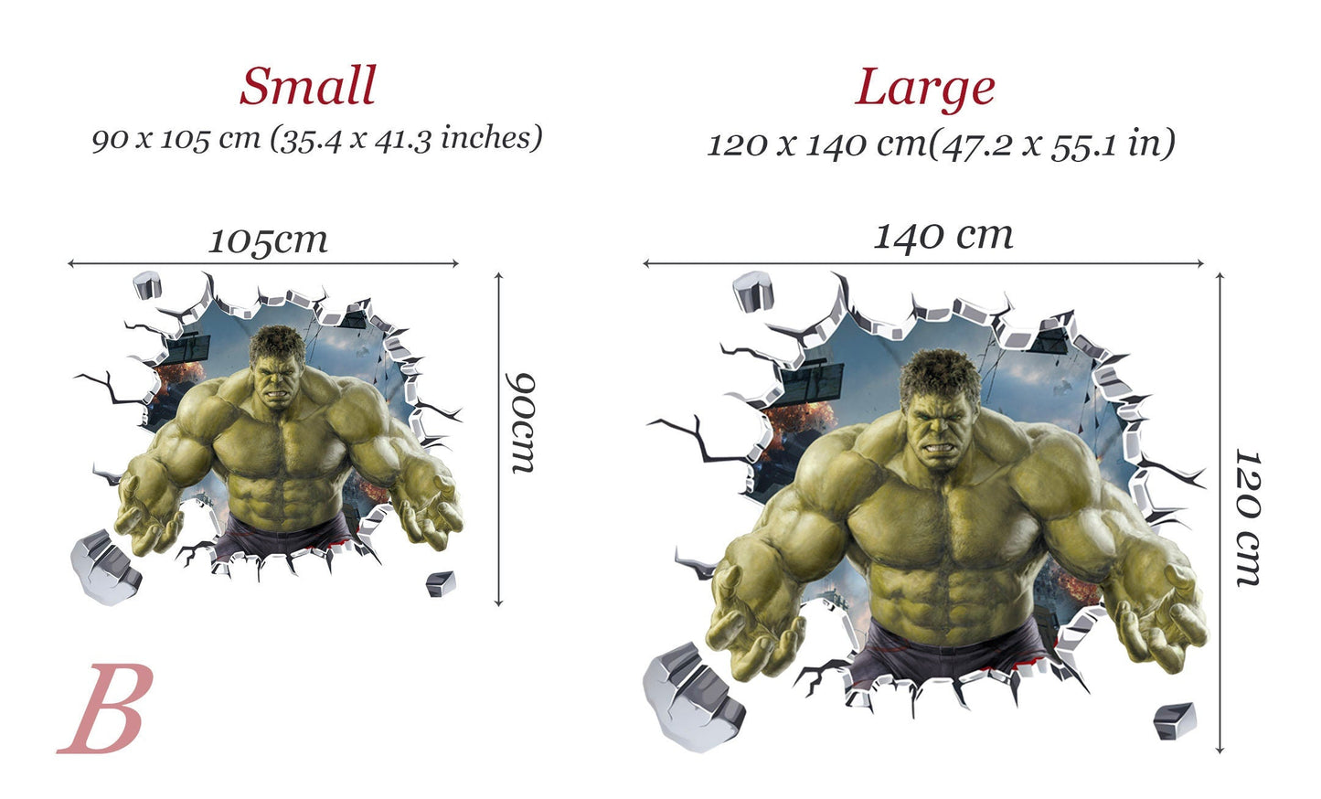 Avengers Hulk Spiderman Captain America Ironman 3D Broken Wall Decal