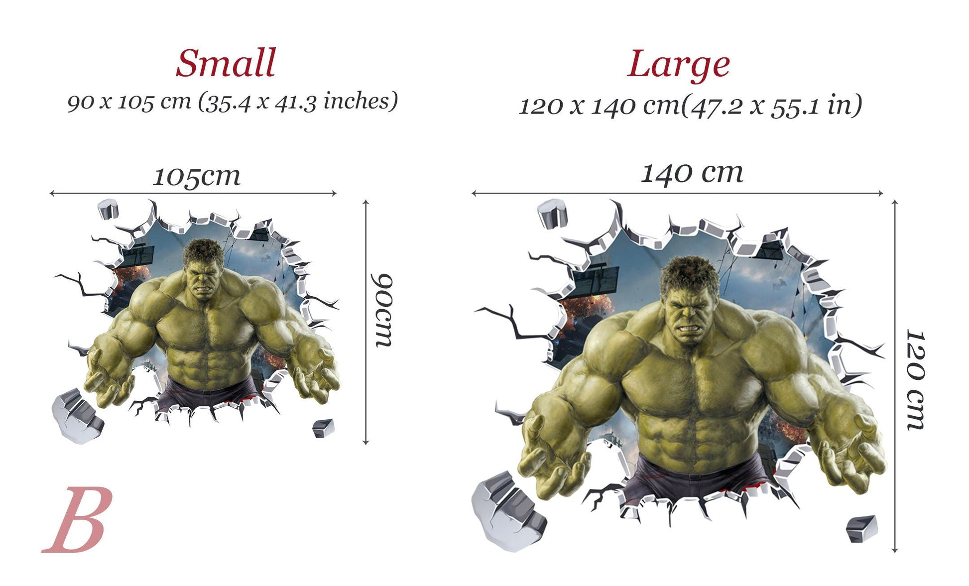 Avengers Hulk Spiderman Captain America Ironman 3D Broken Wall Decal