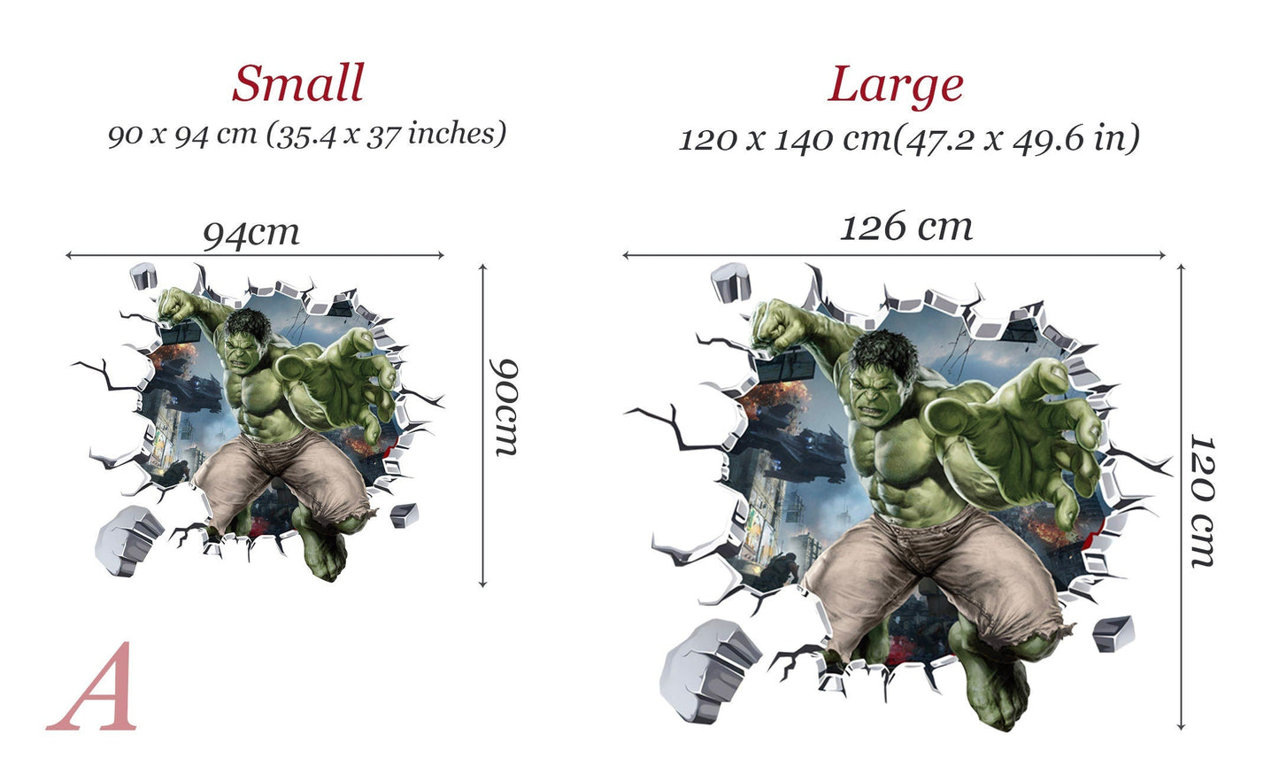 Avengers Hulk Spiderman Captain America Ironman 3D Broken Wall Decal