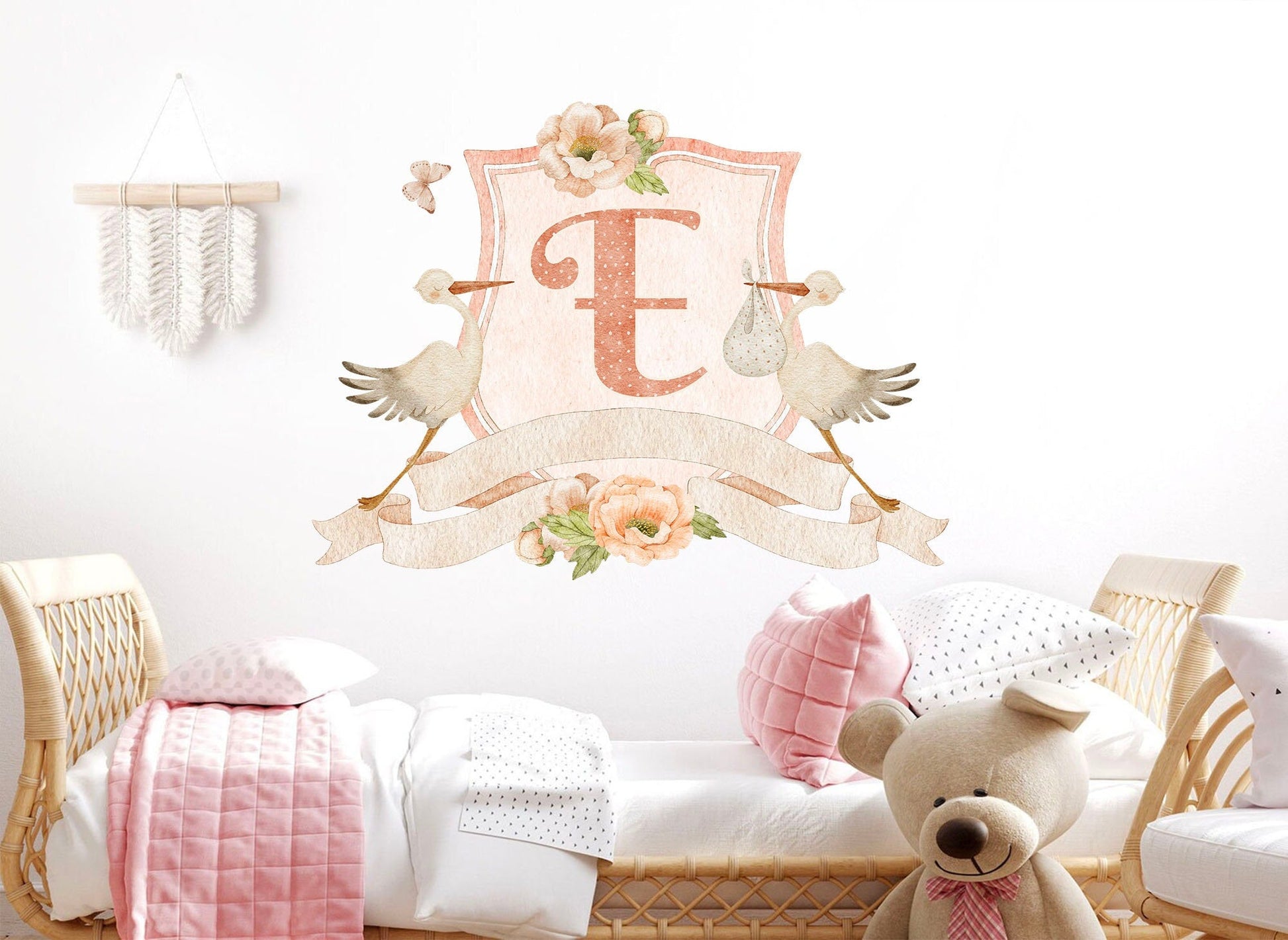 Personalized Nursery Initials Newborn Gift Boy and Gril Wall Decal - BR160