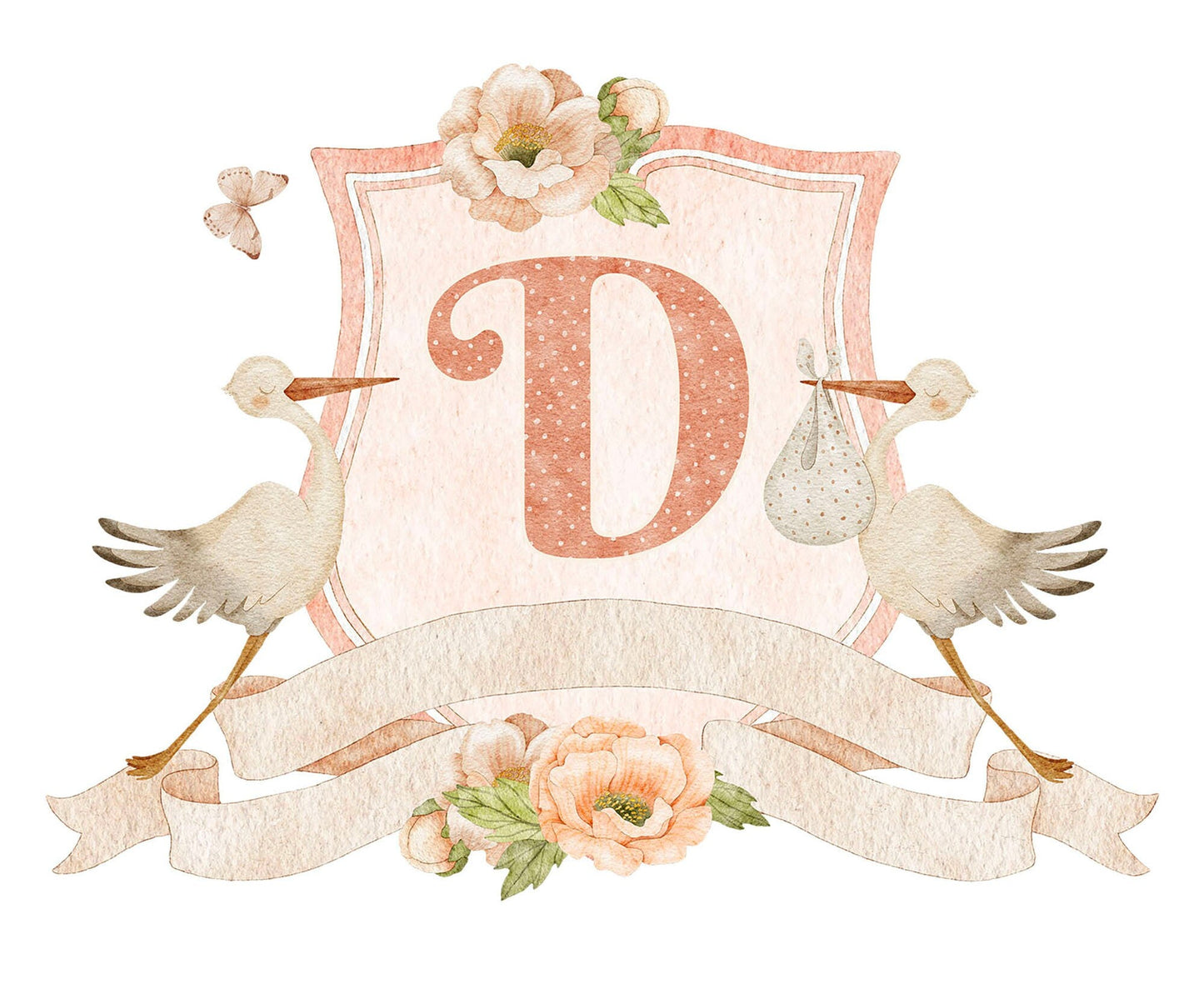 Personalized Nursery Initials Newborn Gift Boy and Gril Wall Decal - BR160