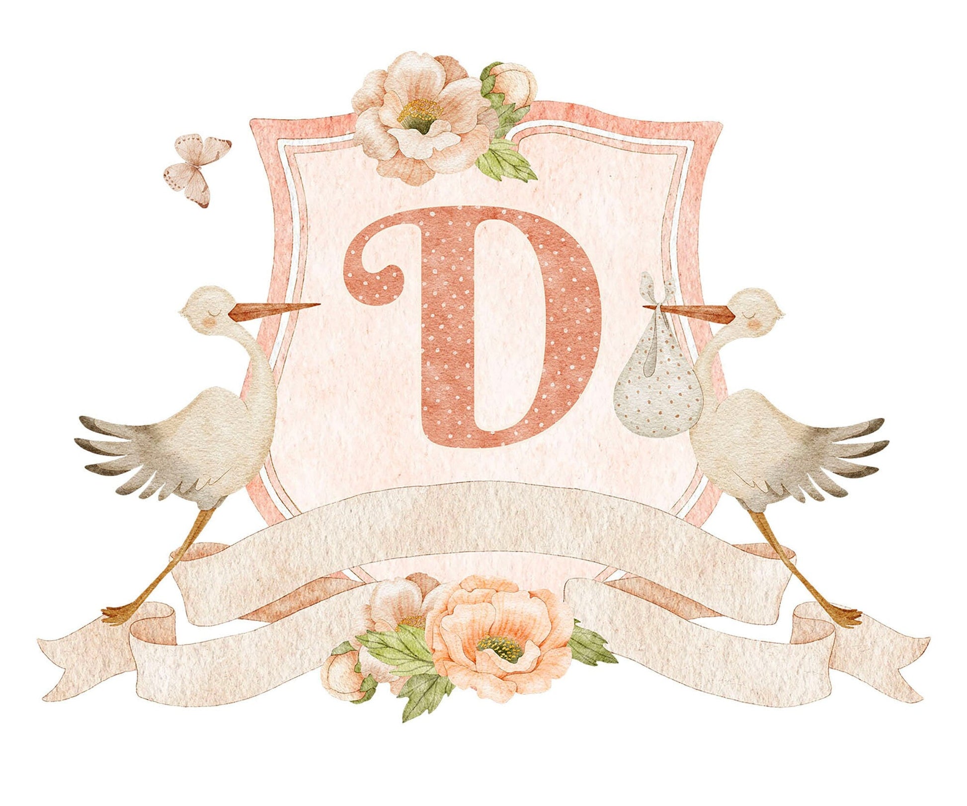Personalized Nursery Initials Newborn Gift Boy and Gril Wall Decal - BR160