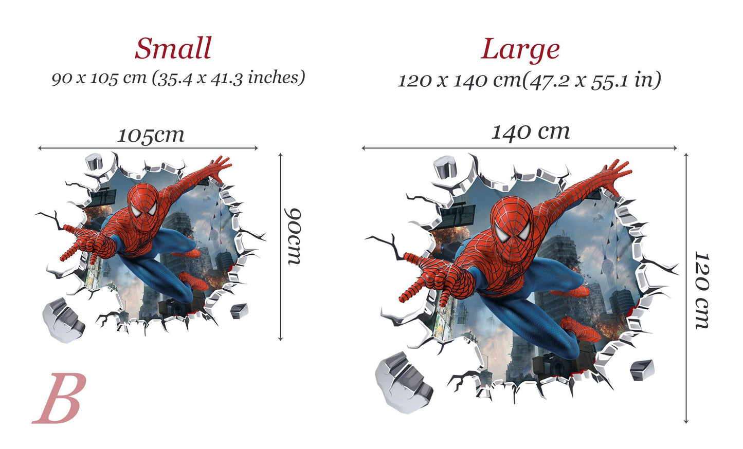 Avengers Hulk Spiderman Captain America Ironman 3D Broken Wall Decal