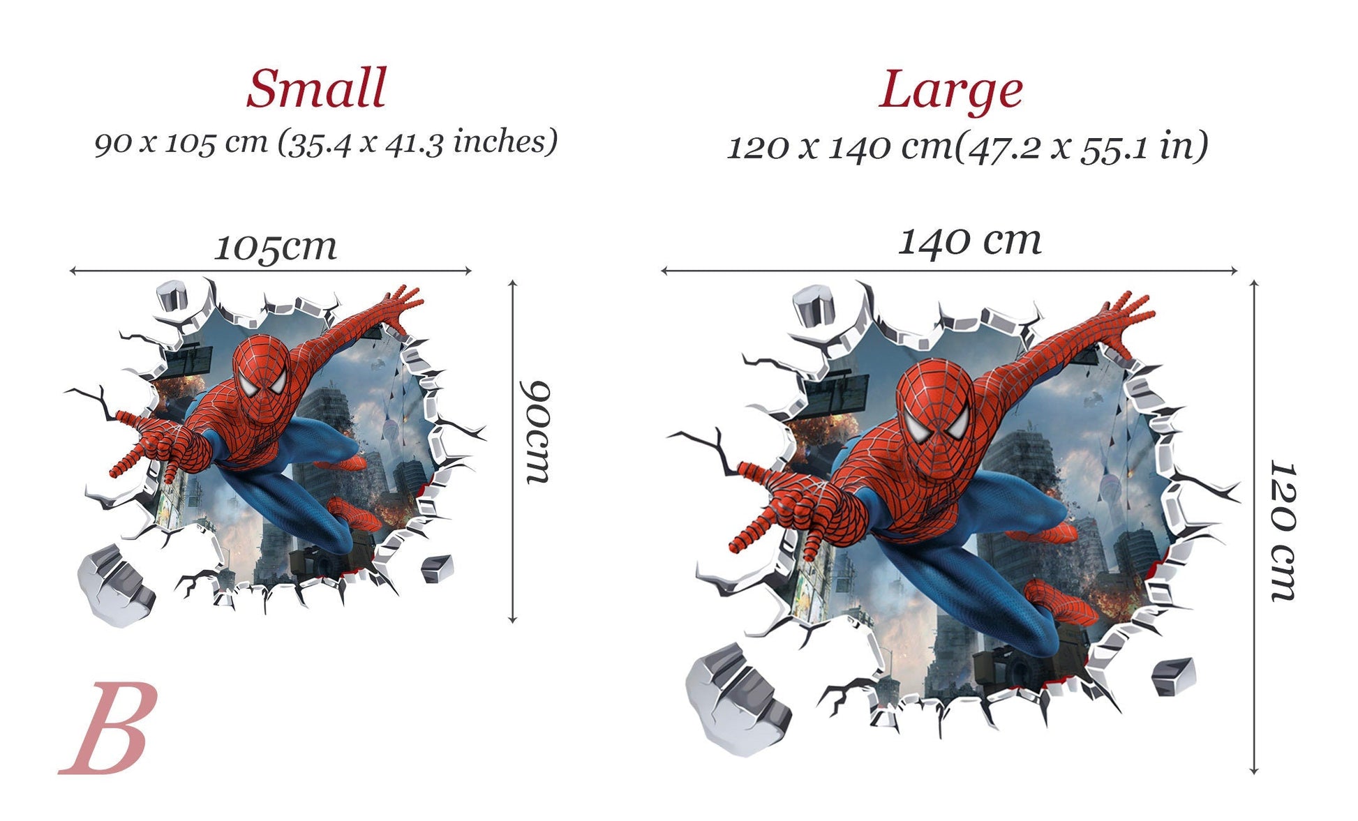 Avengers Hulk Spiderman Captain America Ironman 3D Broken Wall Decal