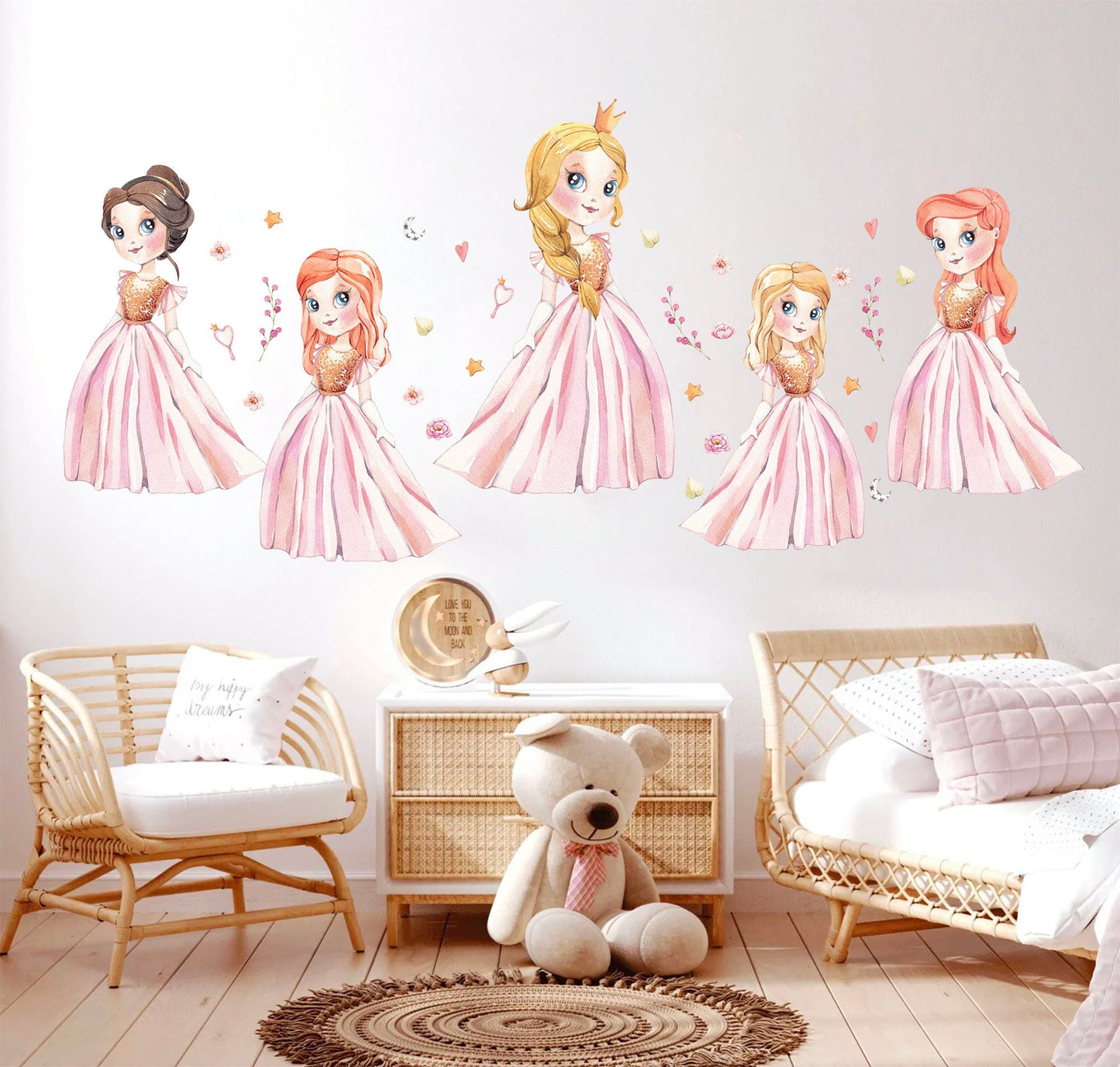 Shimmering Princesses Wall Decal - Girls' Room Decor - BR182
