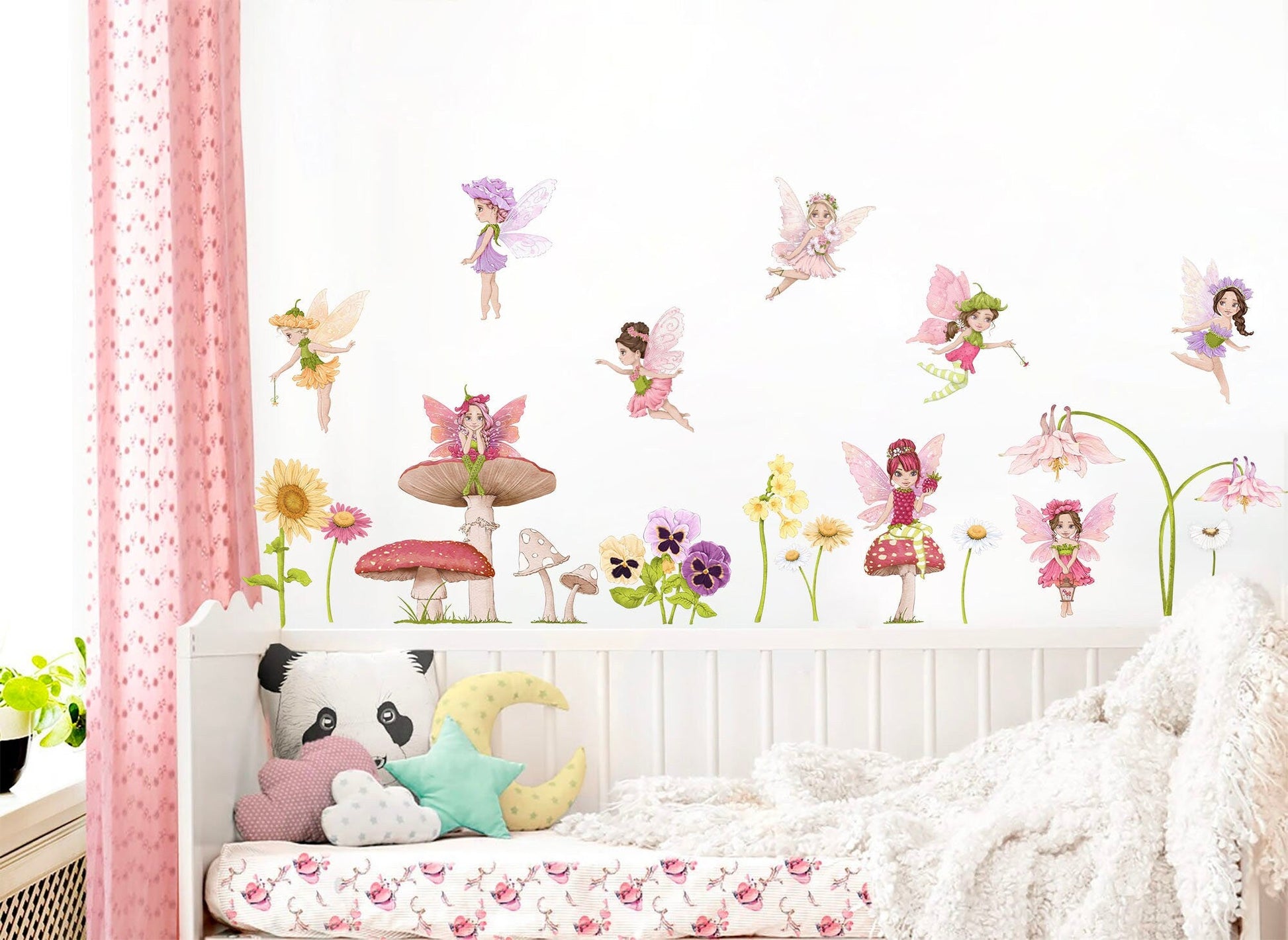 Enchanted Fairy with Flowers Series Wall Decal - Girl Room Decor - BR188