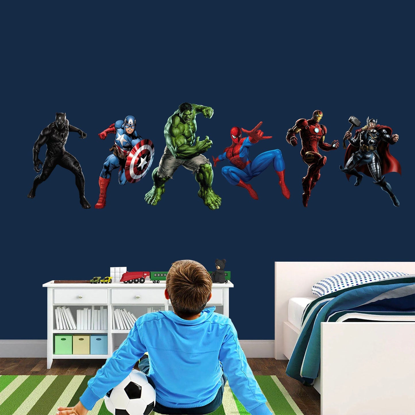 Superhero Hulk Spiderman Iron Man Captain America Avengers Thor Panther Wall Decal - Boys Room Decoration