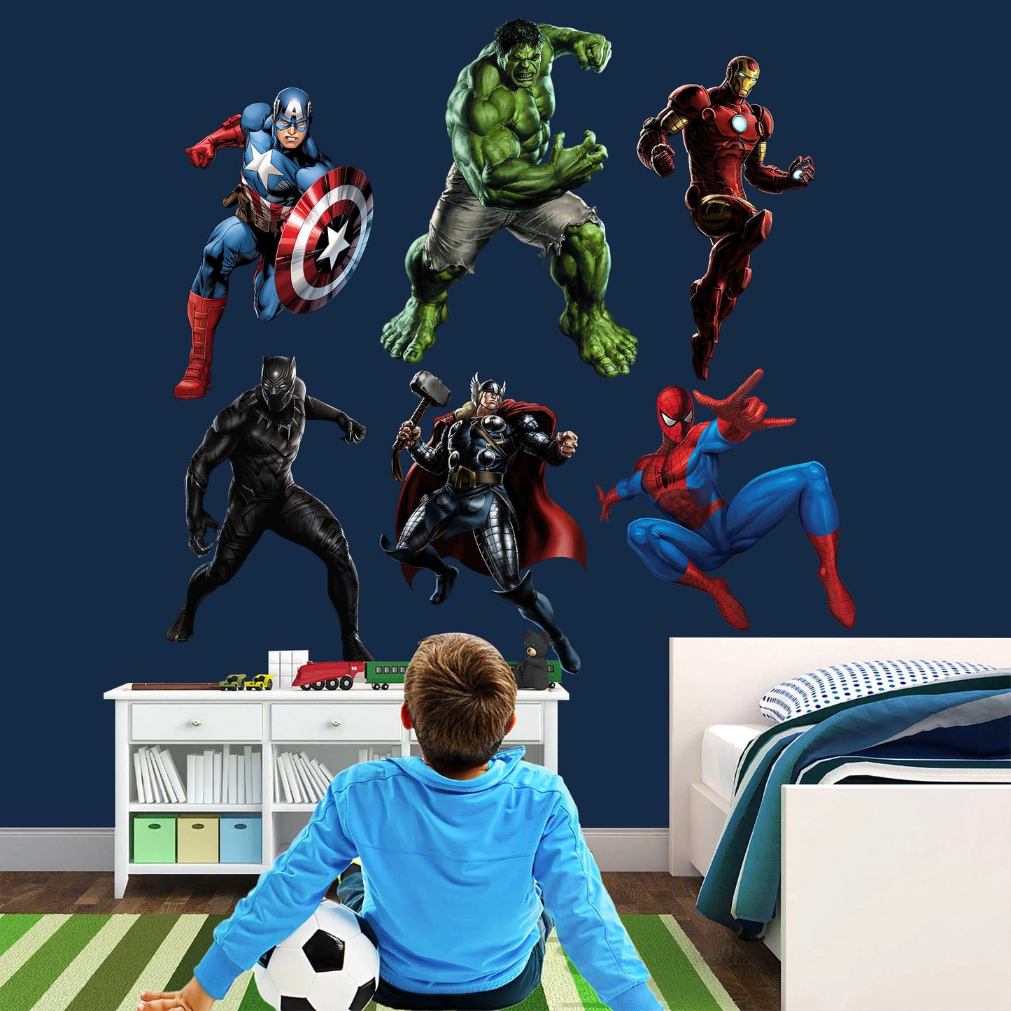 Superhero Hulk Spiderman Iron Man Captain America Avengers Thor Panther Wall Decal - Boys Room Decoration