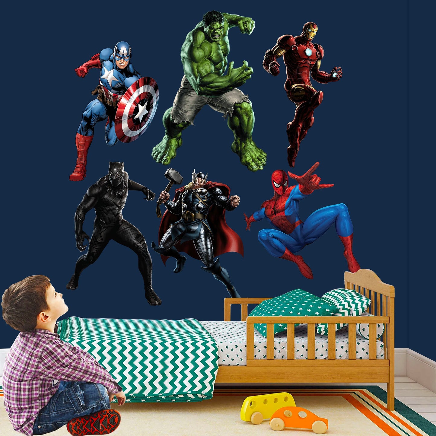 Superhero Hulk Spiderman Iron Man Captain America Avengers Thor Panther Wall Decal - Boys Room Decoration
