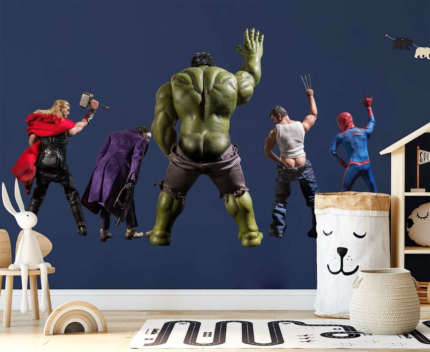 Avengers Marvel Super Heroes Pee Wall Decal - Hulk Spiderman Wolverine Thor Joker