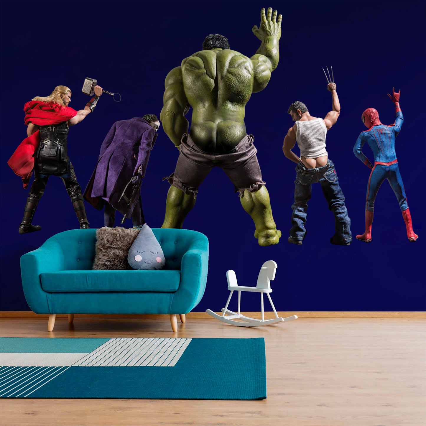 Avengers Marvel Super Heroes Pee Wall Decal - Hulk Spiderman Wolverine Thor Joker