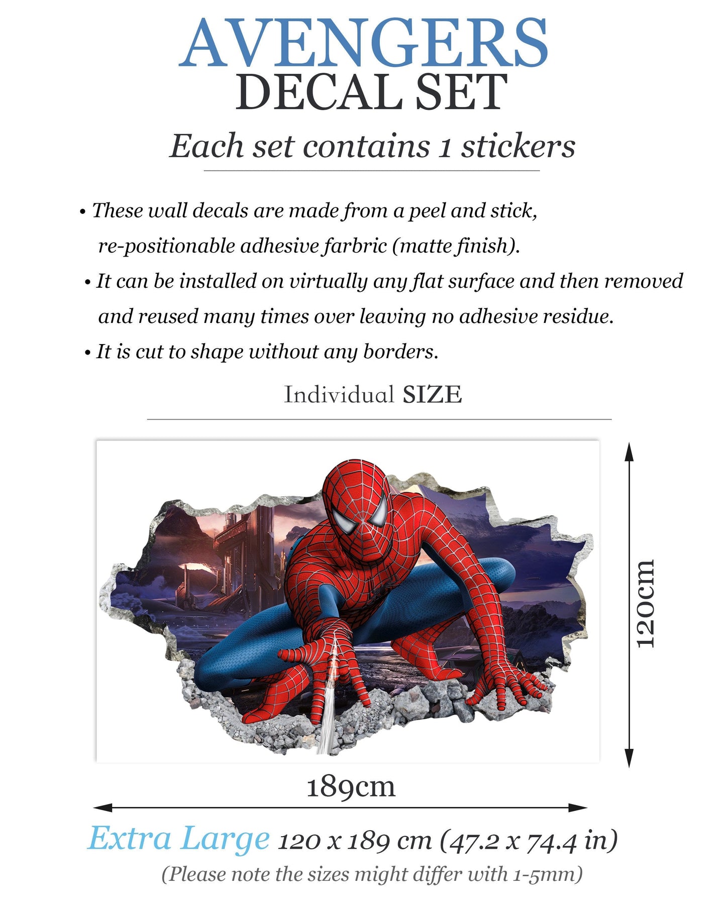 Spiderman Jump Out a Smashed Wall - Spider-man Wall Decal