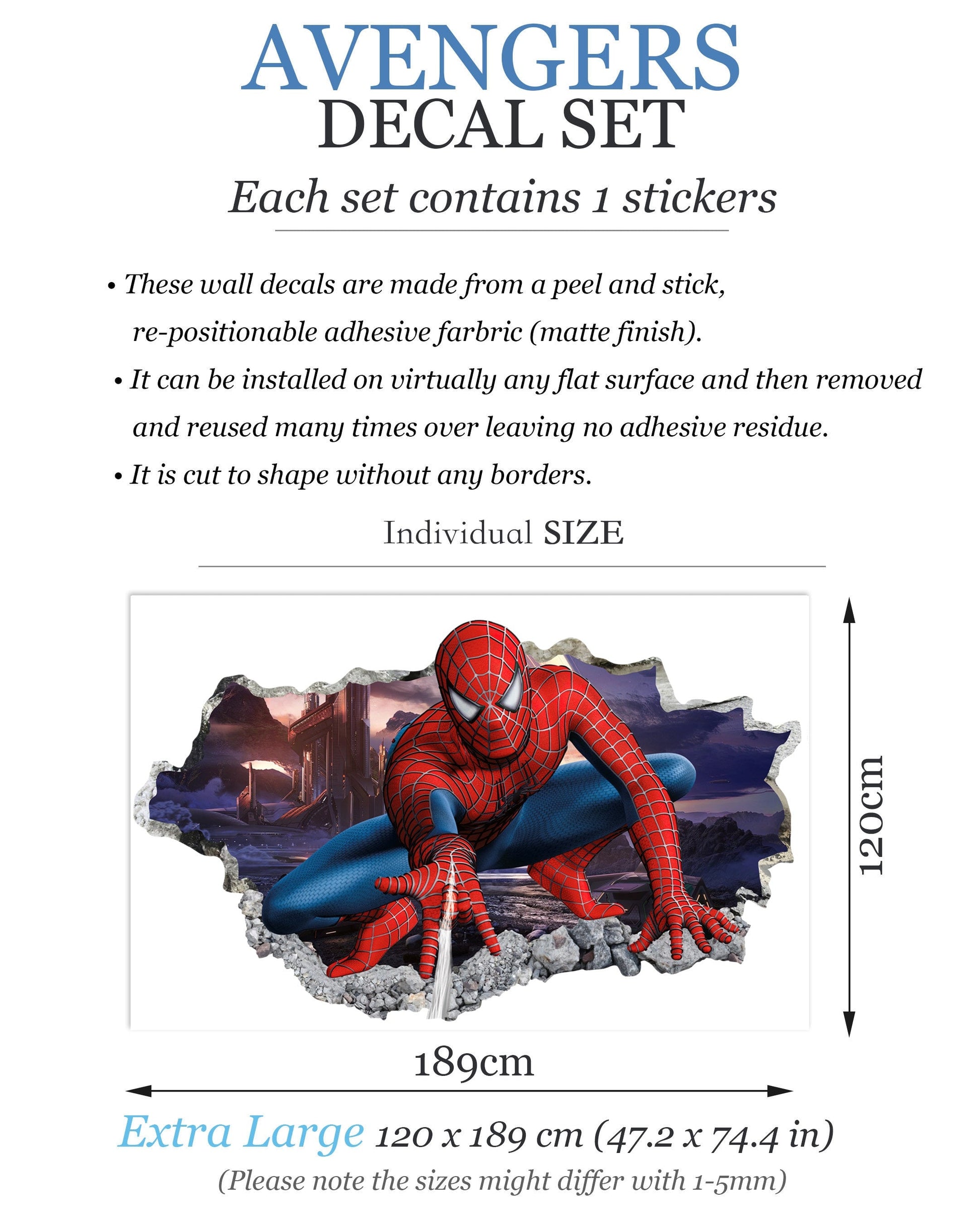 Spiderman Jump Out a Smashed Wall - Spider-man Wall Decal