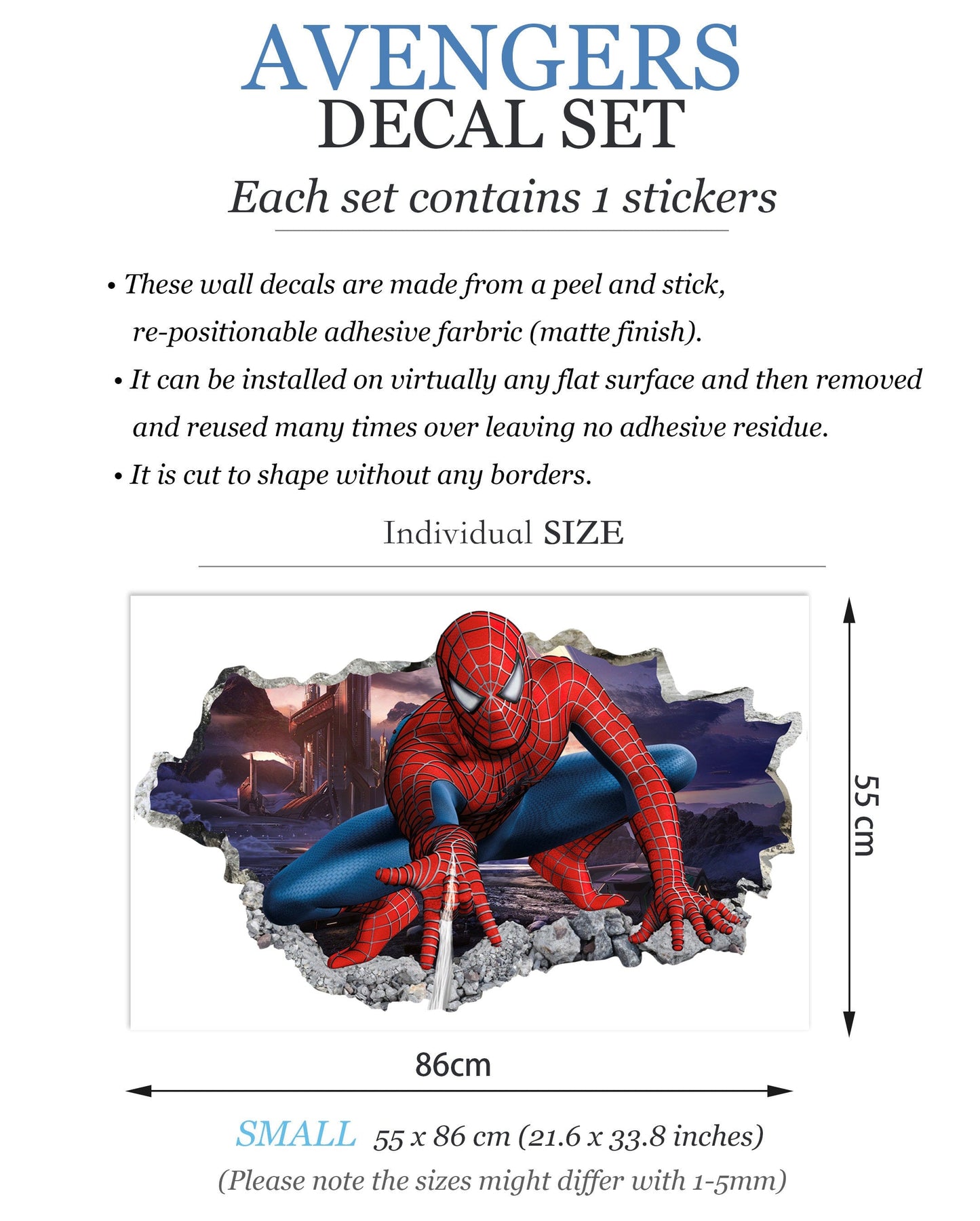 Spiderman Jump Out a Smashed Wall - Spider-man Wall Decal
