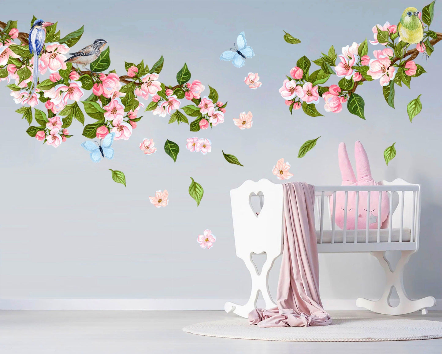 Floral Branches and Birds Wall Decal - Cherry Blossoms - BR243