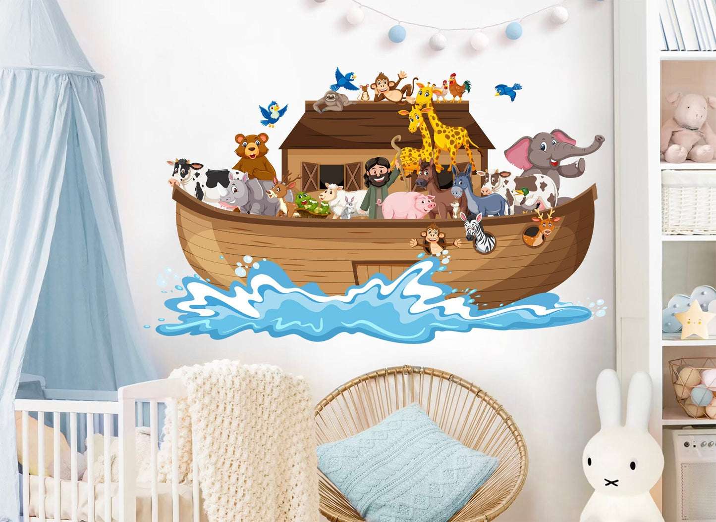 Noah's Ark Animal Parade Wall Decal - Elephant Giraffe Bear Cow Removable - BR246
