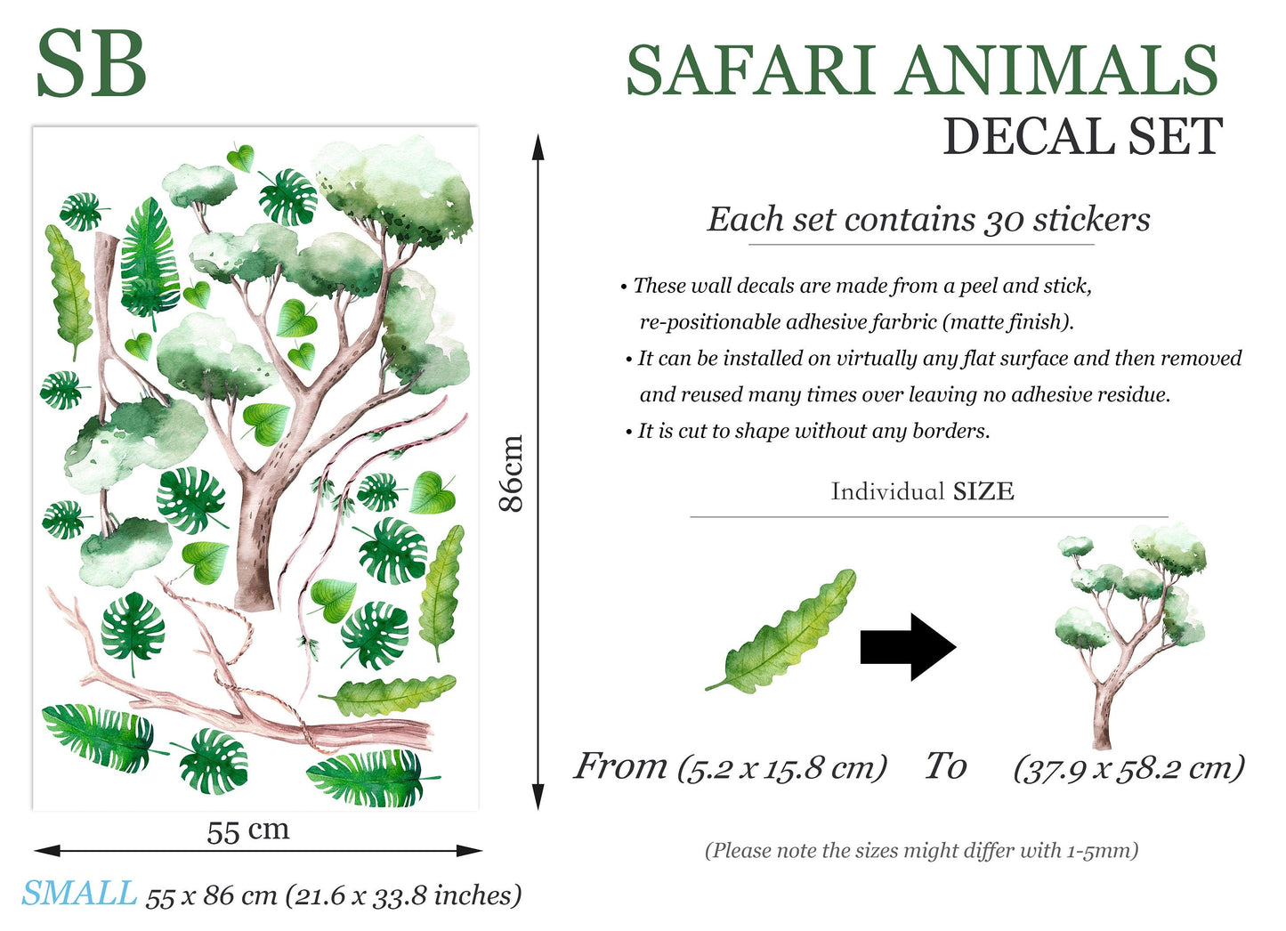 African Savannah Animals Surrounded by Palm Leaves Wall Decal - BR264