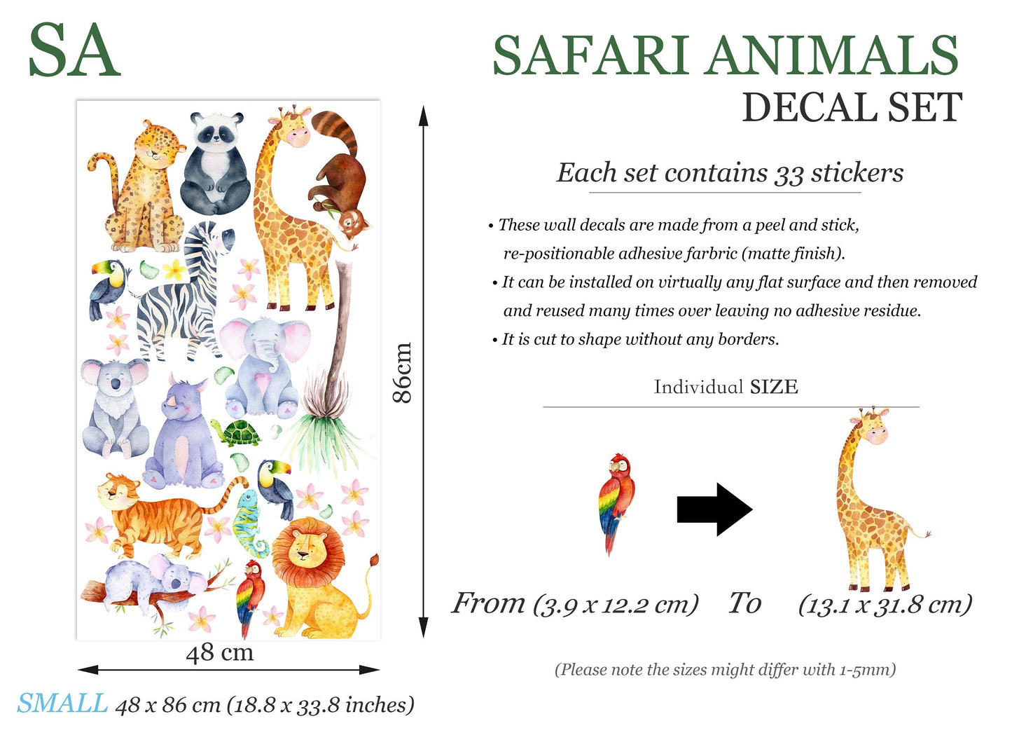 African Savannah Animals Surrounded by Palm Leaves Wall Decal - BR264