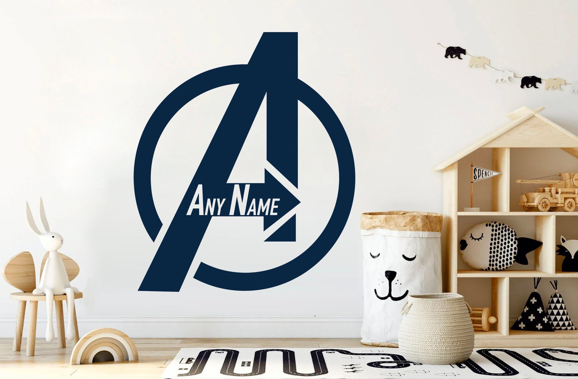 Personalised Name with Avengers LOGO Custom Edition Wall Decal - Boys Room Decoration